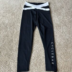 Medium black Cyclebar leggings with white waistband